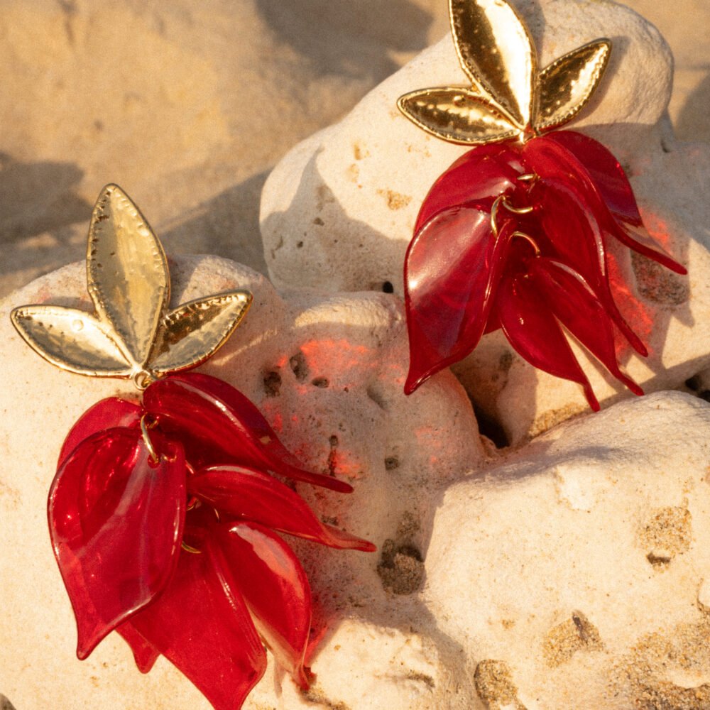 Boucles feuille rouge
