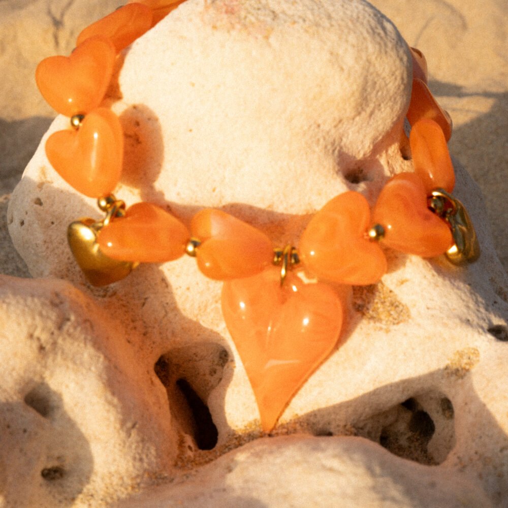 Bracelet coeur orange