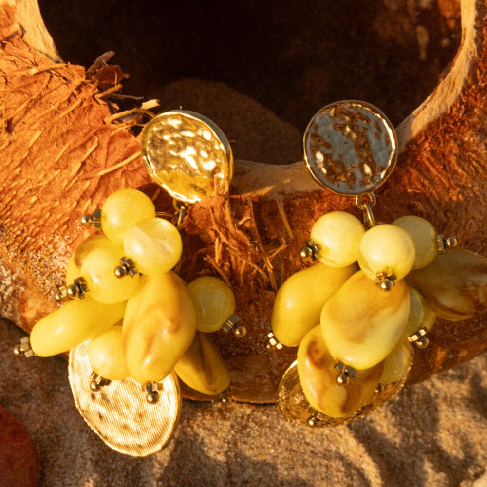 Boucles pierres jaune